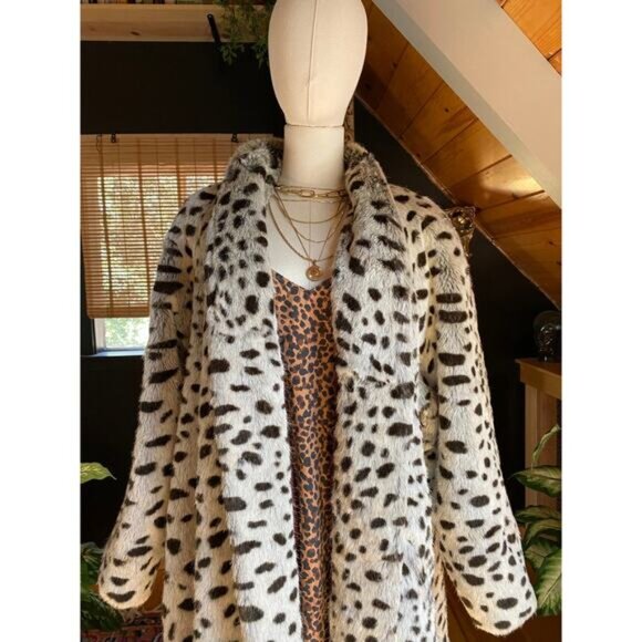 Faux Fur Coat Spotted Vintage - Picture 3 of 7